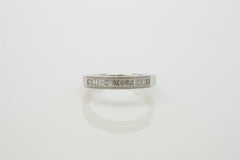 14K White Gold Channel Set Ring with Baguette Diamonds and Milgrain
