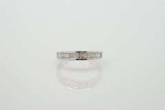 14K White Gold Channel Set Ring with Baguette Diamonds