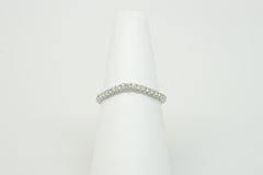 14K White Gold Prong Set Curved Wedding Ring with Diamonds
