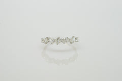 14K White Gold Prong Set Ring with Various Cut Diamonds