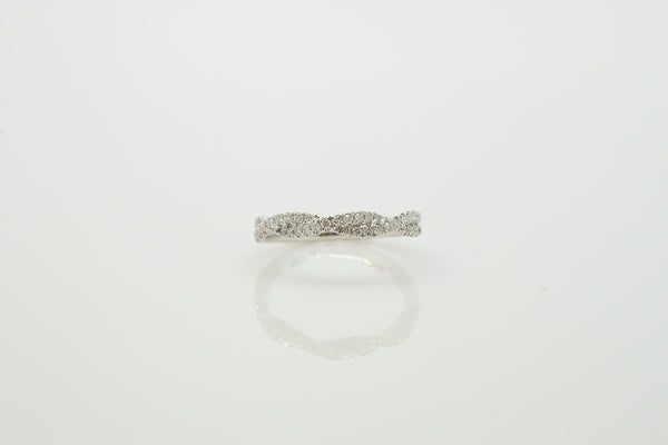 14K Braided White Gold Prong Set Ring with 0.25ctw Diamonds