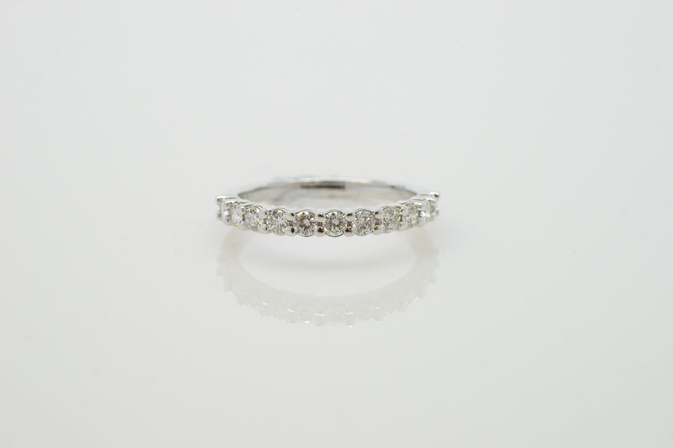 14K White Gold Prong Set Ring with 0.50ctw Round Diamonds