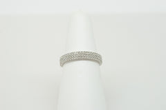 14K White Gold Shared Prong Triple Row Wedding Band with Diamonds