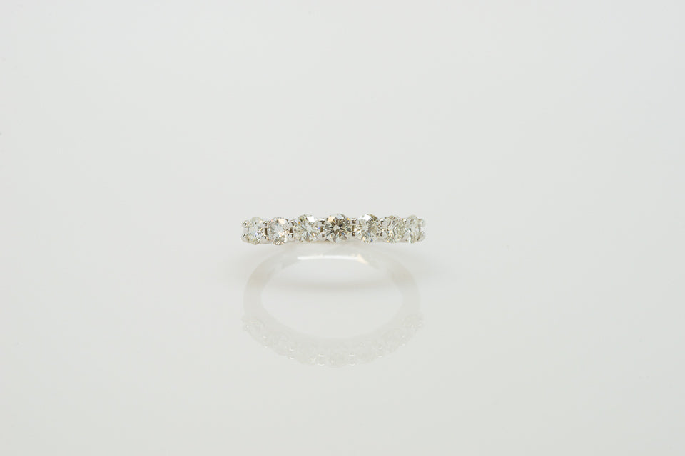14K White Gold Shared Prong Band with 0.98tw Diamonds
