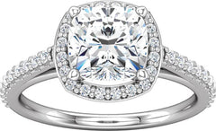 14 Karat White Gold Halo Style Diamond Engagement Ring Mounting