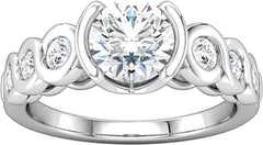 14 Karat White Gold Bezel Diamond Engagement Ring Mounting