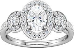 14 Karat White Gold Halo Diamond Engagement Ring Mounting