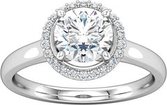14 Karat White Gold Diamond Halo Engagement Ring Mounting 0.08ctw round diamonds