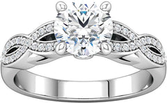 14 Karat White Gold Diamond Twisted Shank Engagement Ring Mounting