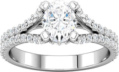 14 Karat White Gold Diamond Split Shank Diamond Engagement Ring Mounting