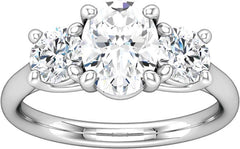 14 Karat White Gold Three Stone Trellis Style Diamond Engagement Ring Mounting
