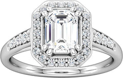 14 Karat White Gold Diamond Halo Style Engagement Ring Mounting