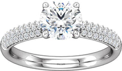 14 Karat White Gold Pavé Style Diamond Engagement Ring Mounting