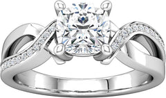 14 Karat White Gold Diamond Ribbon Style Engagement Ring Mounting