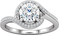 14 Karat White Gold Diamond Halo Engagement Ring Mounting