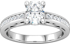 14 Karat White Gold Channel Set Diamond Engagement Ring Mounting 0.25ctw diamonds