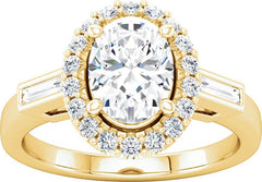 14 Karat Yellow Gold Oval Diamond Engagement Ring Mounting
