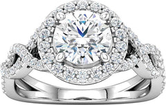 14 Karat White Gold Diamond Halo Infinity Band Engagement Ring Mounting