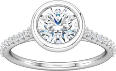 14 Karat White Gold Bezel Set Diamond Engagement Ring Mounting