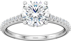 14 Karat White Gold Diamond Engagement Ring Mounting with 20 Round Diamonds