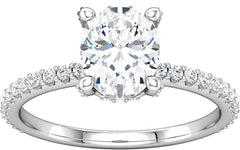 14 Karat White Gold Diamond Engagement Ring Mounting with Small Round Diamonds