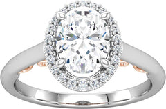 14 Karat White and Rose Gold Halo Style Engagement Ring Mounting