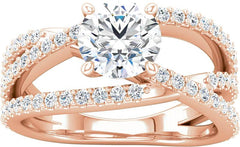 14 Karat Rose Gold Criss Cross Diamond Engagement Ring