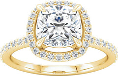14 Karat Yellow Gold Halo Style Diamond Engagement Ring Mounting
