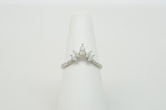 14K White Gold Contemporary Wedding Ring with Marquise and Pear Cut Diamonds