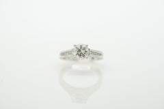 14K White Gold Channel Set Milgrain Engagement Ring with 0.20tcw Round Diamonds