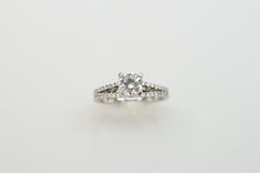 14K White Gold Diamond Semi-Mount Engagement Ring with 0.25tcw Round Diamonds