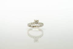 14K White Gold Semi-Mount Engagement Ring with .64tcw Accent Diamonds