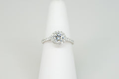 14K White Gold Halo Semi-Mount Engagement Ring with .56tcw Accent Diamonds
