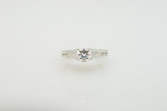 14K White Gold Split Shank Engagement Ring with .35tcw Accent Diamonds