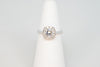 14K White Gold Diamond Halo Engagement Ring Semi Mounting with Round Accent Diamonds