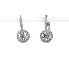 14K White Gold Fashion Leverback Earrings with Diamonds