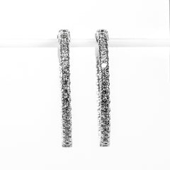 14K White Gold Large Inside-Out Hoop Earrings with Diamonds