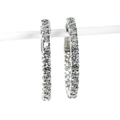 14K White Gold Inside-Out Hoop Earrings with 40 Round Diamonds