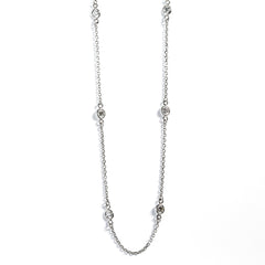 14K White Gold Diamonds By the Inch Necklace