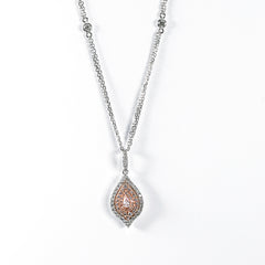 18K White & Rose Gold with Drop Pendant with Pink & White Diamonds
