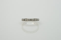 18K White Gold Wedding Band with Floral Design