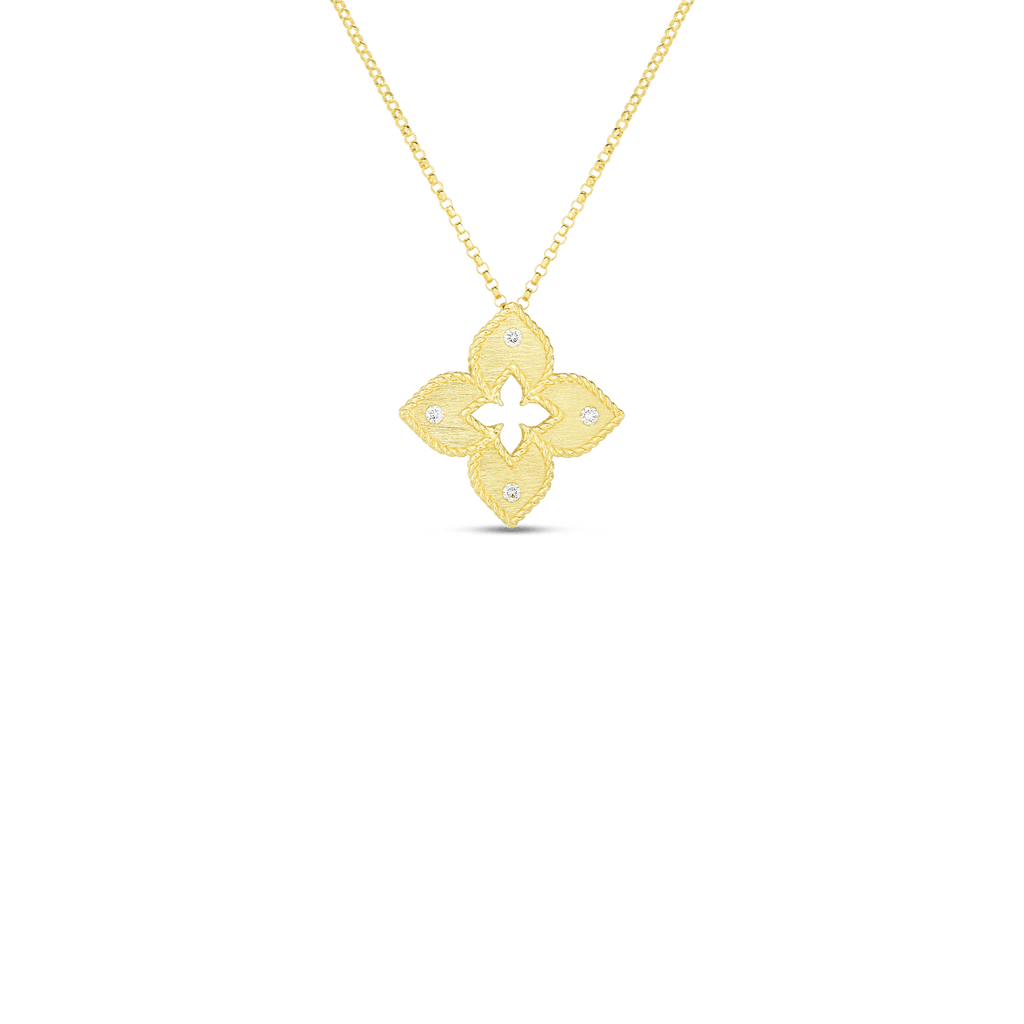 Roberto Coin 18K Yellow Gold Petite Venetian Princess Satin Flower Pendant with Diamond Accent