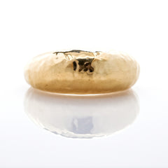 18K Gold Hammered Thin Domed Ring