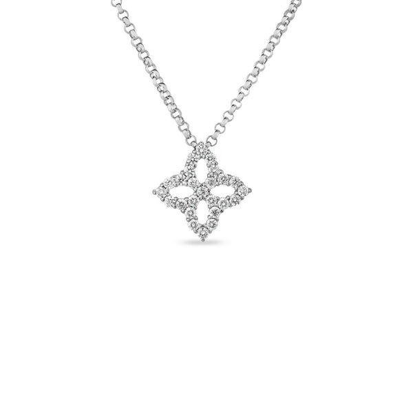 Necklace with Small Diamond Princess Flower Pendant