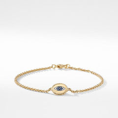 Cable Collectibles Evil Eye Charm with Blue Sapphire Diamonds and Black Diamonds in 18K Gold