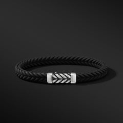 Chevron Black Rubber Bracelet 6mm