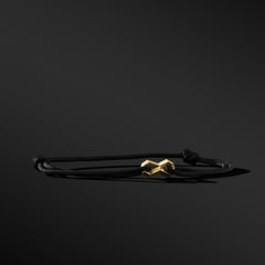 Infinity Link Black Cord Bracelet with 18K Yellow Gold