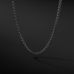 Box Chain Necklace with Darkened Stainless Steel