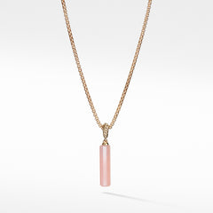 Barrel Charm in Pink Opal with 18K Gold