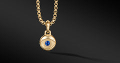 Evil Eye Amulet in 18K Yellow Gold with Blue Sapphire
